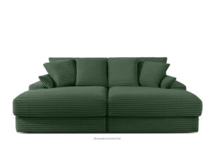 ACERA, https://konsimo.pl/kolekcja/acera/ Sofa z głębokim siedziskiem trzyosobowa w tkaninie sztruks ciemny zielony ciemny zielony - zdjęcie
