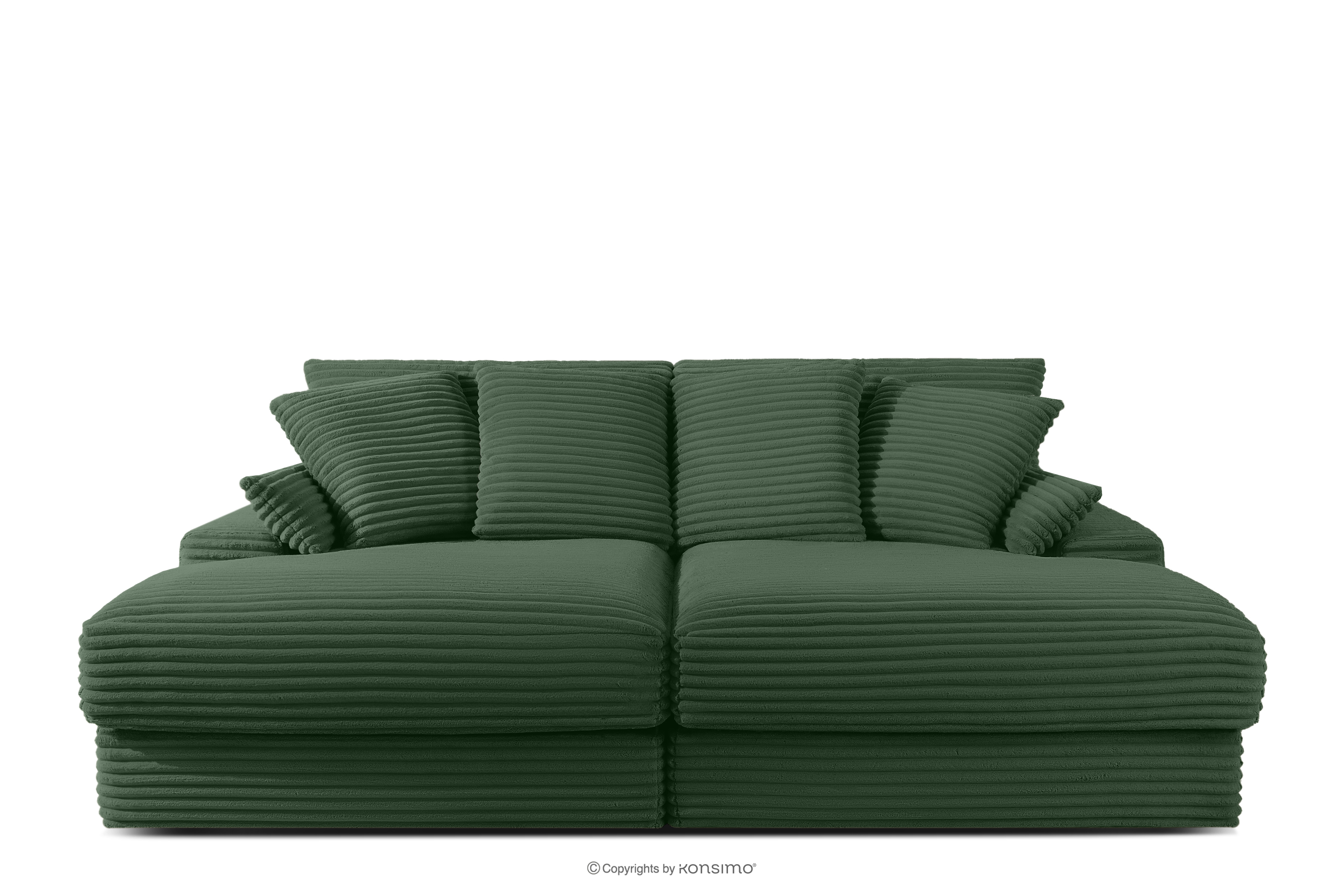 Sofa z głębokim siedziskiem trzyosobowa w tkaninie sztruks ciemny zielony ACERA