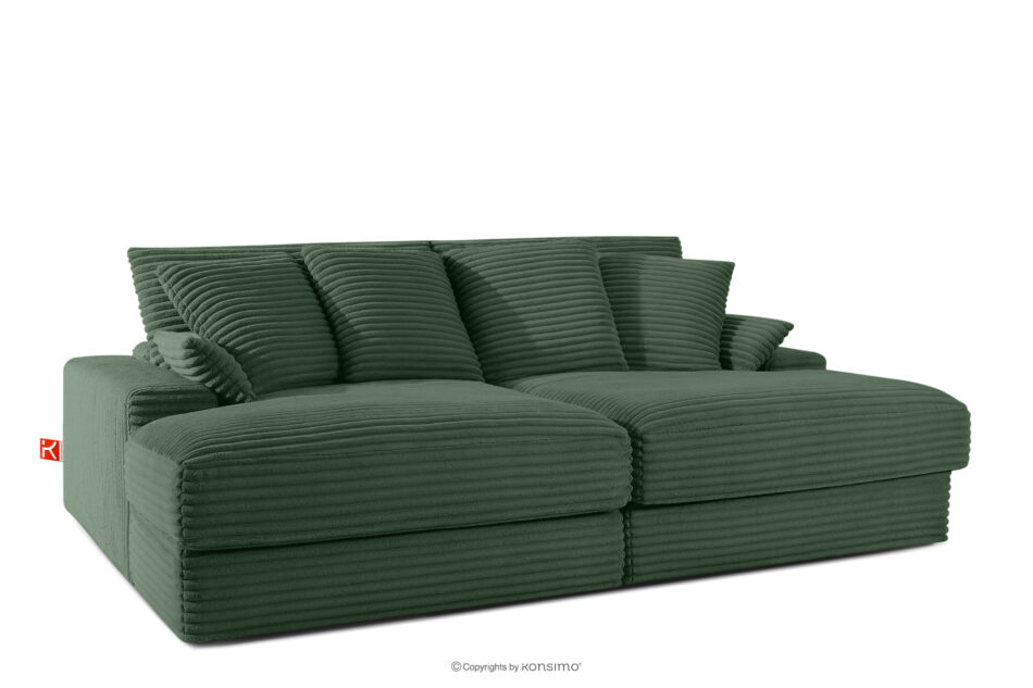 ACERA Sofa z głębokim siedziskiem trzyosobowa w tkaninie sztruks ciemny zielony ciemny zielony - zdjęcie 2
