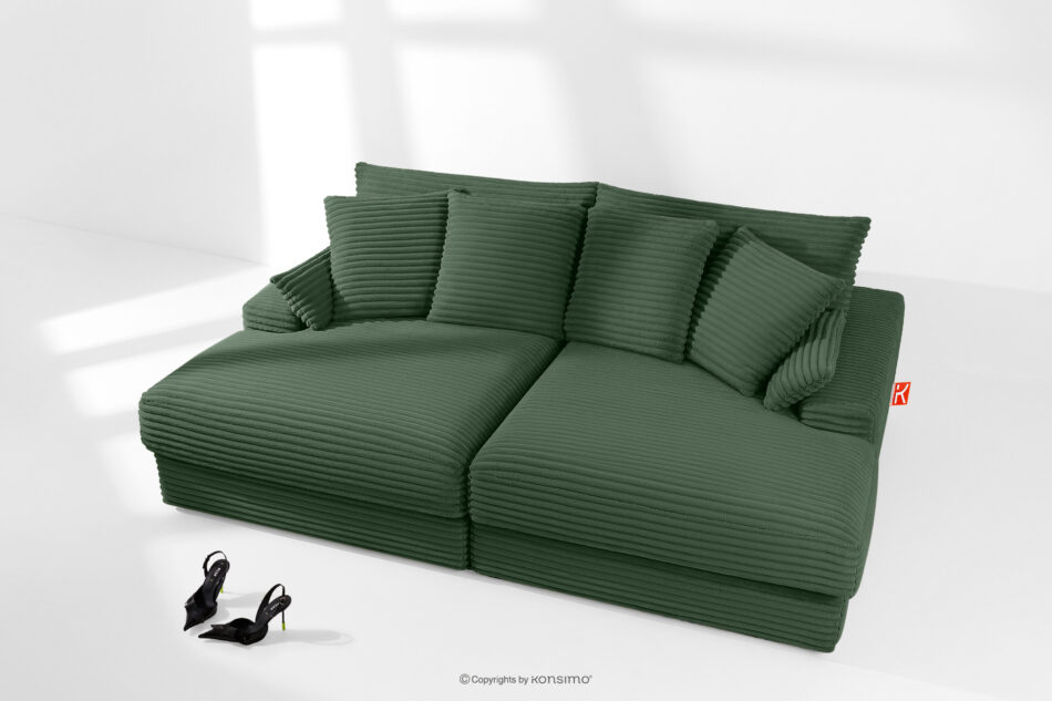 ACERA Sofa z głębokim siedziskiem trzyosobowa w tkaninie sztruks ciemny zielony ciemny zielony - zdjęcie 1