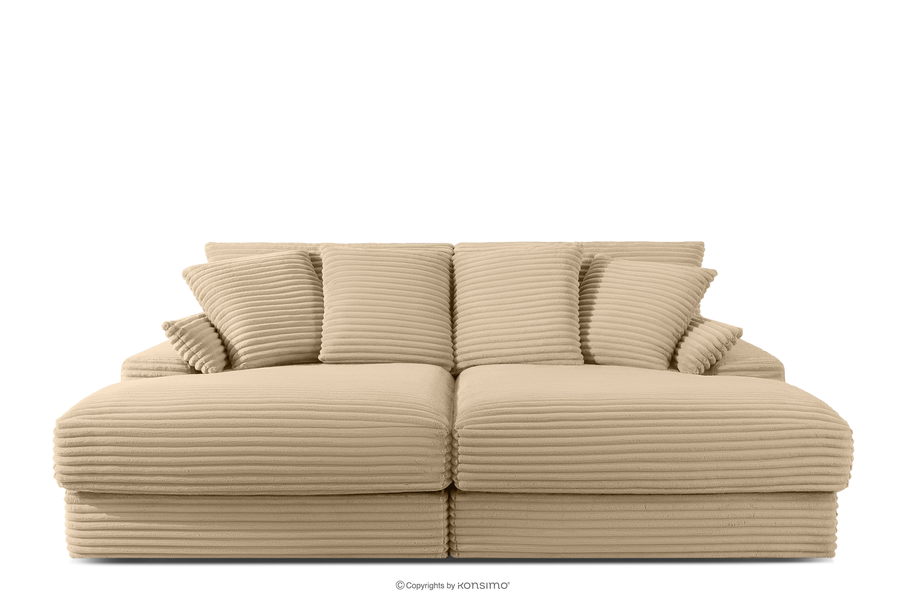 Sofa z dużym siedziskiem trzyosobowa w tkaninie sztruks piaskowy ACERA