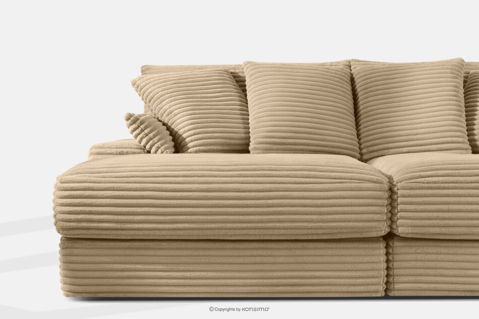 ACERA Sofa z dużym siedziskiem trzyosobowa w tkaninie sztruks piaskowy piaskowy - zdjęcie 5