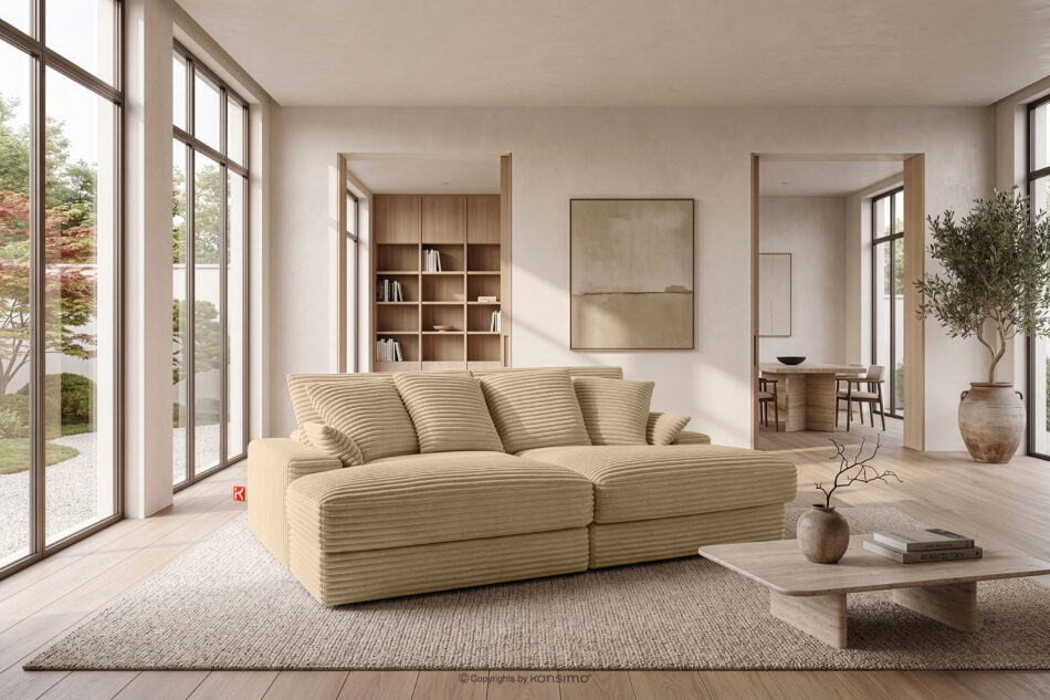 ACERA Sofa z dużym siedziskiem trzyosobowa w tkaninie sztruks piaskowy piaskowy - zdjęcie 12