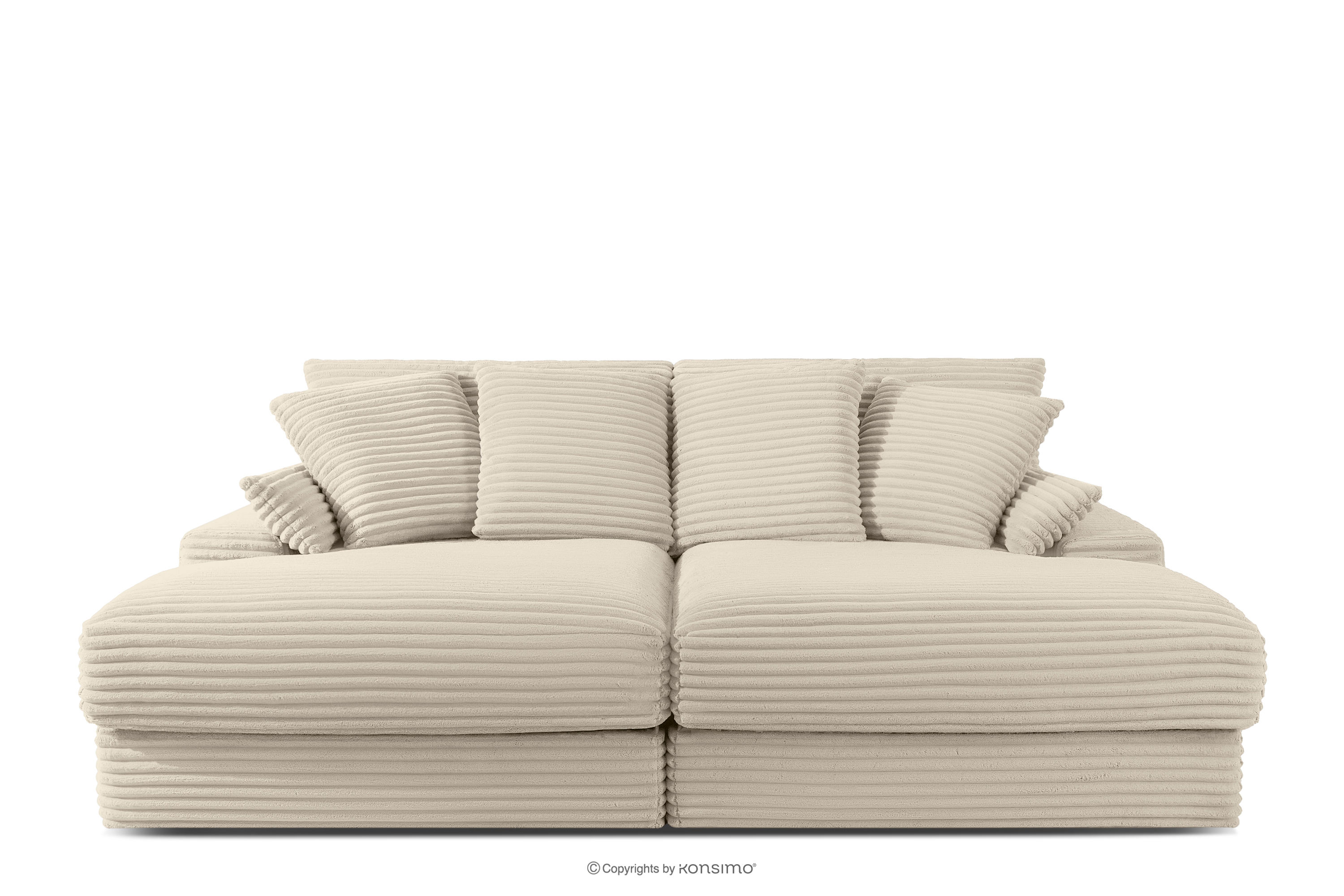 Sofa z dużym siedziskiem trzyosobowa w tkaninie sztruks beżowy ACERA