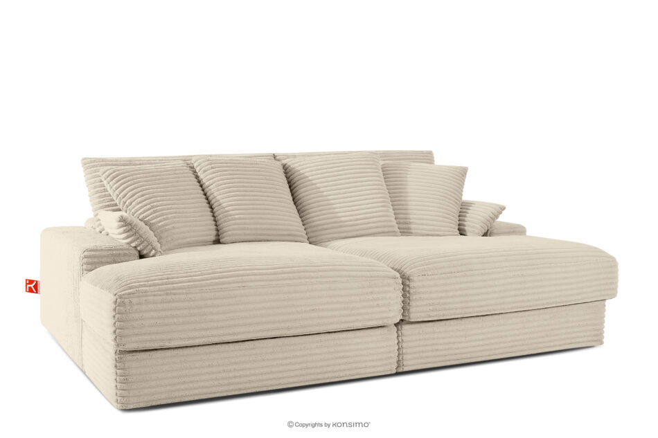 ACERA Sofa z dużym siedziskiem trzyosobowa w tkaninie sztruks beżowy beżowy - zdjęcie 2
