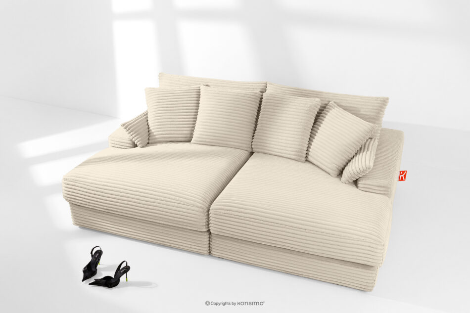 ACERA Sofa z dużym siedziskiem trzyosobowa w tkaninie sztruks beżowy beżowy - zdjęcie 1