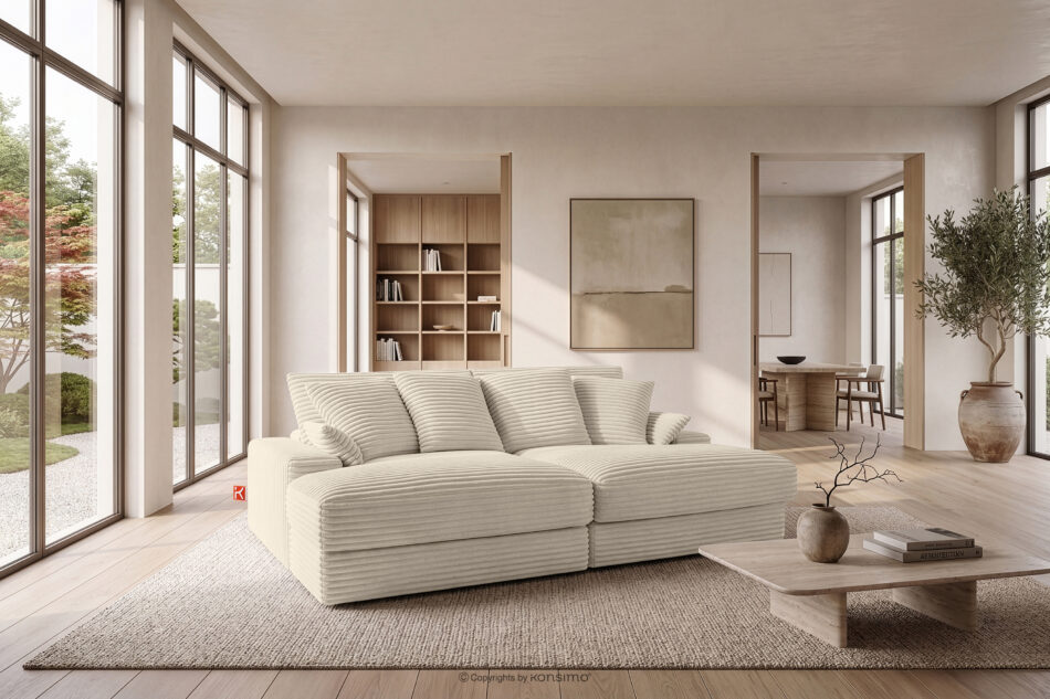 ACERA Sofa z dużym siedziskiem trzyosobowa w tkaninie sztruks beżowy beżowy - zdjęcie 12