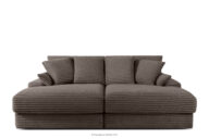 Sofa z głębokim siedziskiem trzyosobowa w tkaninie sztruks brązowy
