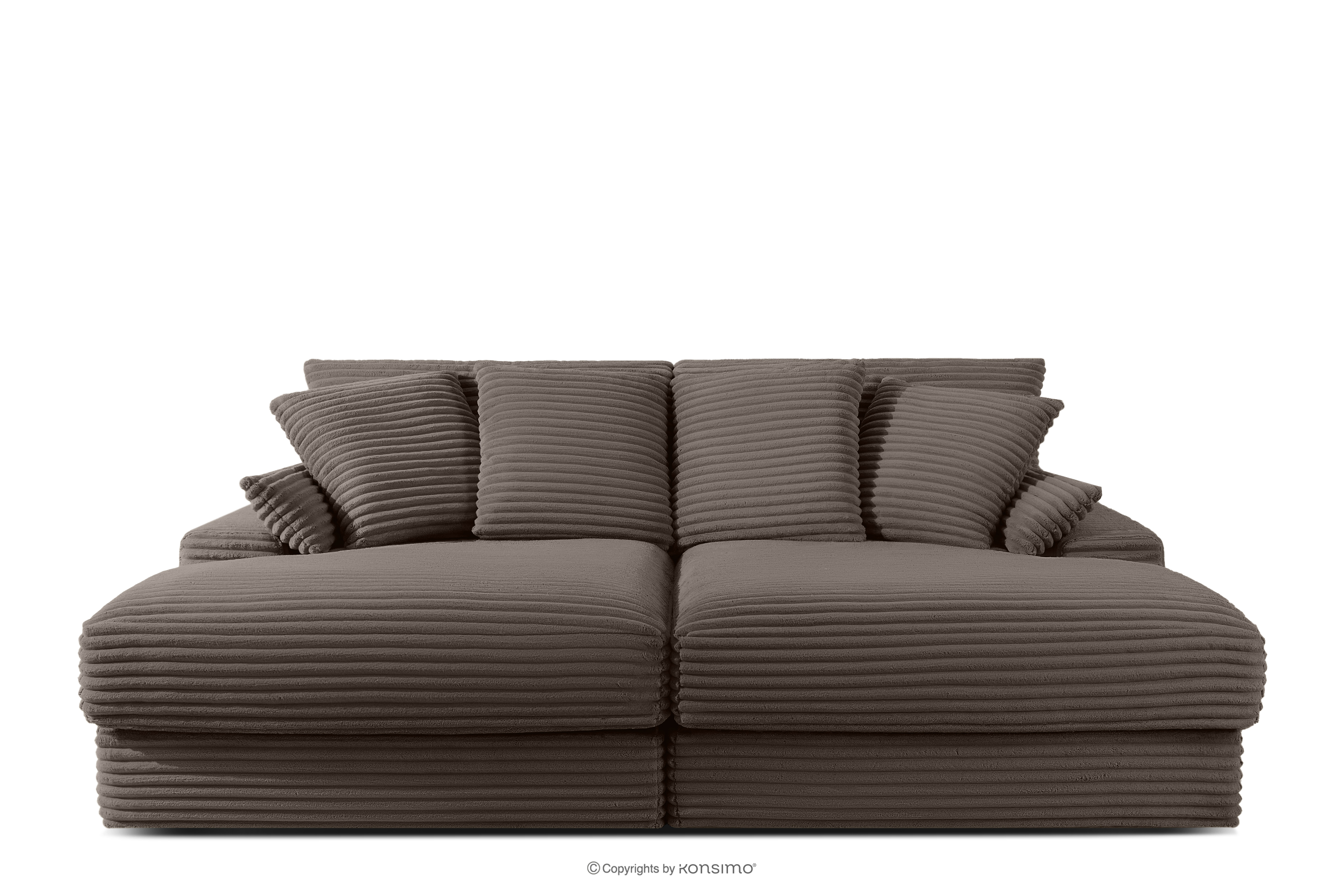 Sofa z głębokim siedziskiem trzyosobowa w tkaninie sztruks brązowy ACERA