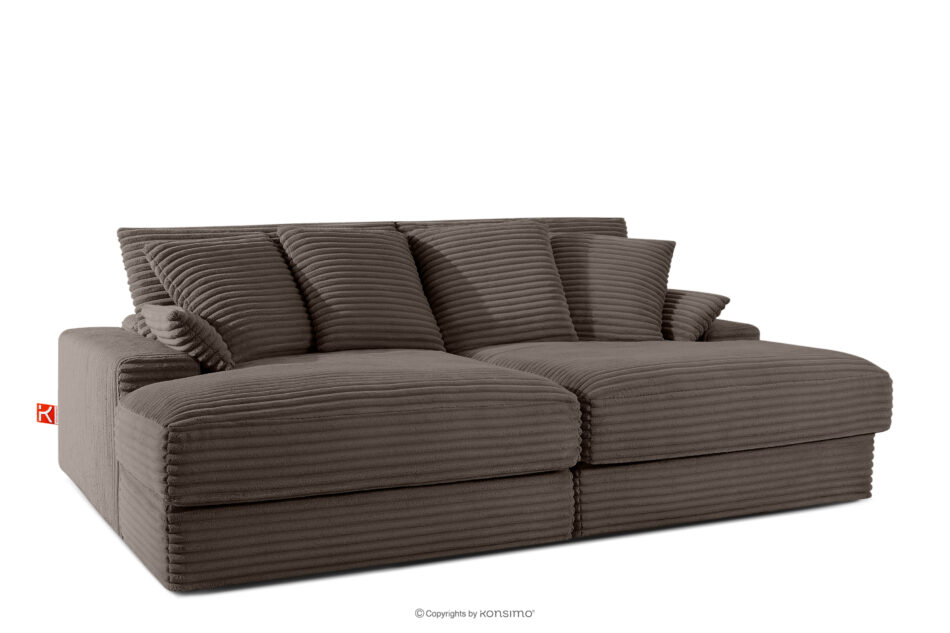 ACERA Sofa z głębokim siedziskiem trzyosobowa w tkaninie sztruks brązowy brązowy - zdjęcie 2