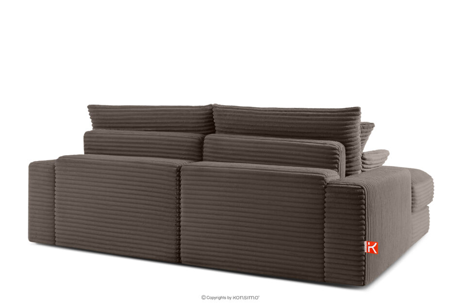 ACERA Sofa z głębokim siedziskiem trzyosobowa w tkaninie sztruks brązowy brązowy - zdjęcie 3