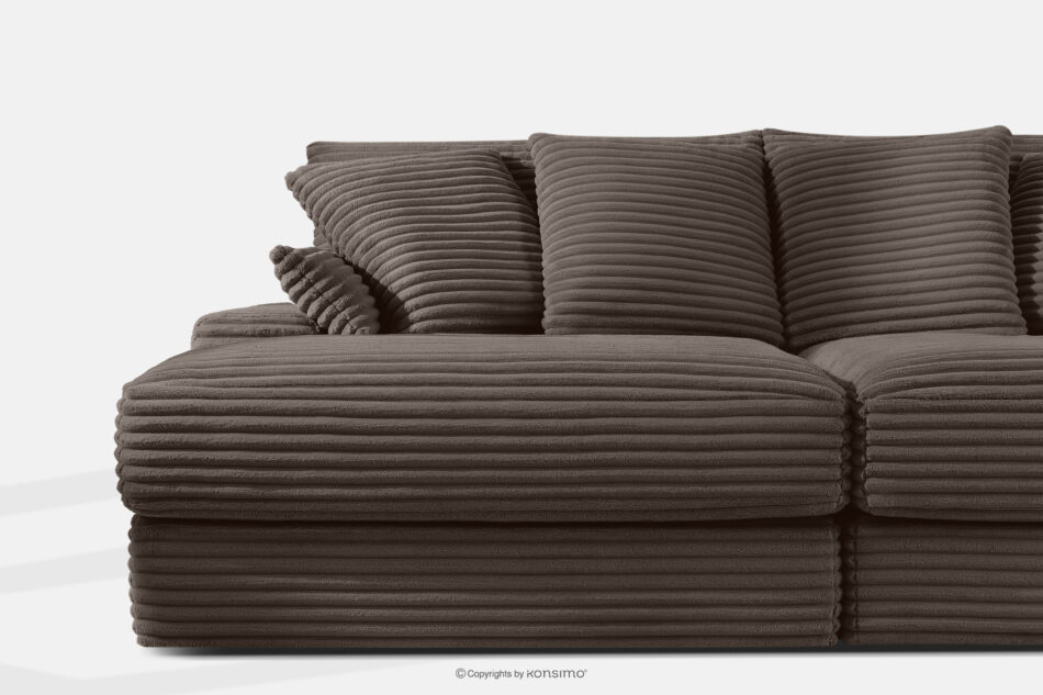 ACERA Sofa z głębokim siedziskiem trzyosobowa w tkaninie sztruks brązowy brązowy - zdjęcie 5