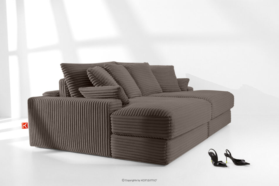 ACERA Sofa z głębokim siedziskiem trzyosobowa w tkaninie sztruks brązowy brązowy - zdjęcie 11