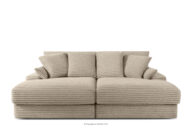 Sofa z dużym siedziskiem trzyosobowa w tkaninie sztruks taupe
