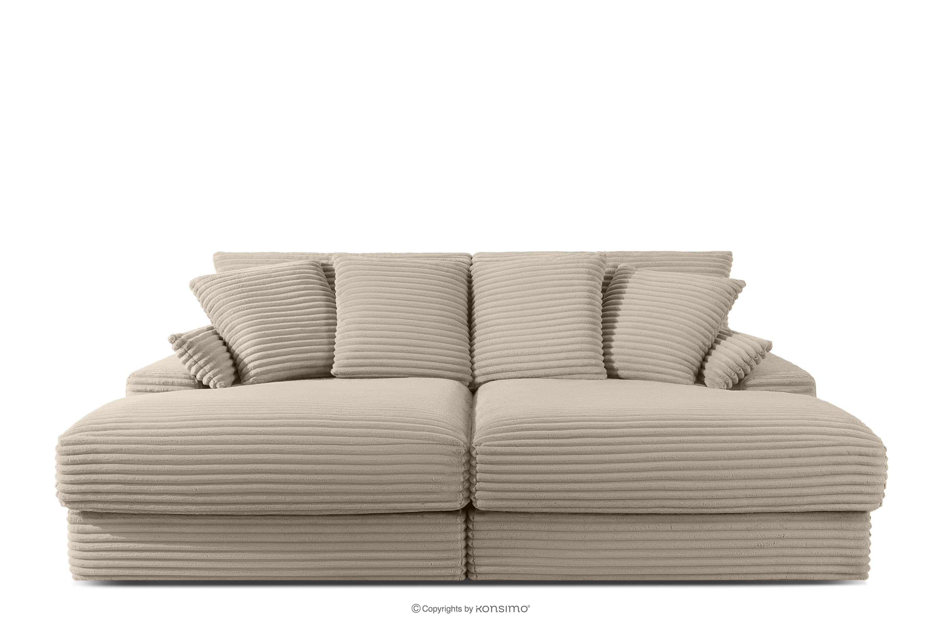 Sofa z dużym siedziskiem trzyosobowa w tkaninie sztruks taupe ACERA