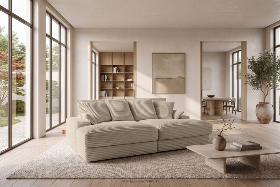 ACERA Sofa z dużym siedziskiem trzyosobowa w tkaninie sztruks taupe taupe - zdjęcie 12