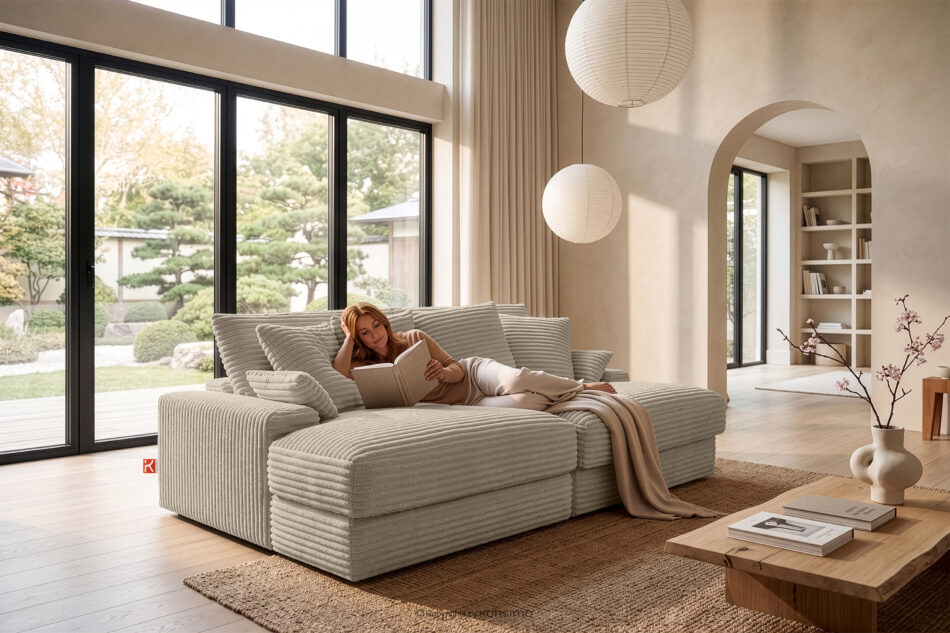 ACERA Sofa z dużym siedziskiem trzyosobowa w tkaninie sztruks taupe taupe - zdjęcie 13