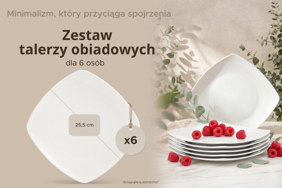 CARLINA Talerz obiadowy 6szt. bialy - zdjęcie 7
