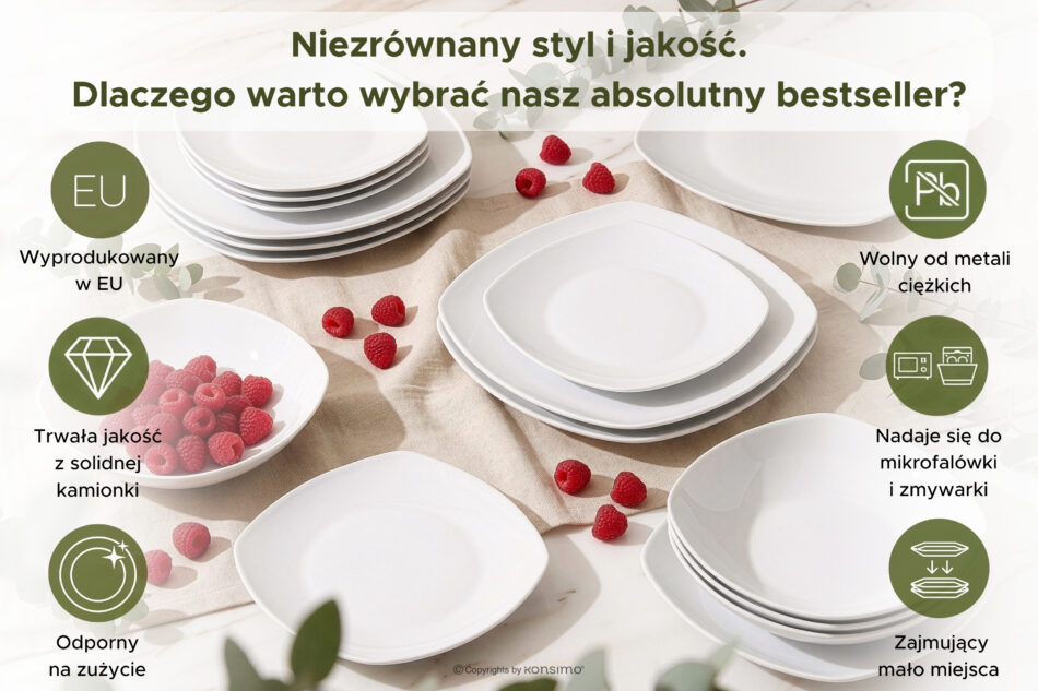 CARLINA Talerz obiadowy 6szt. bialy - zdjęcie 8
