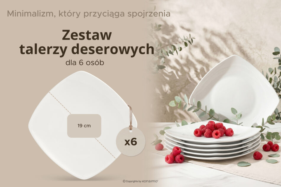 CARLINA Talerz deserowy 6szt. biały - zdjęcie 7