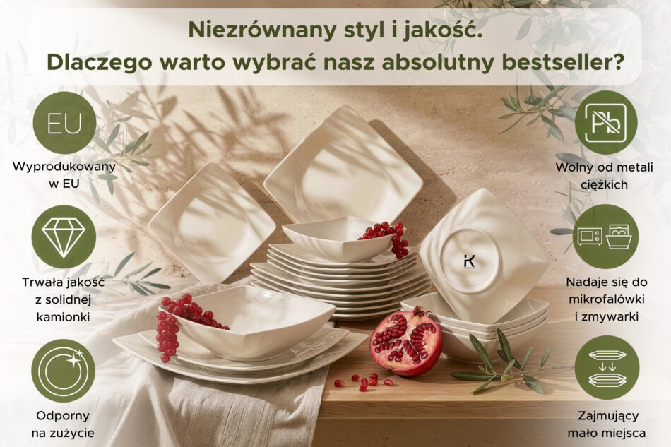 EPIRI Talerz głęboki kwadratowy beżowy połysk beżowy połysk - zdjęcie 6