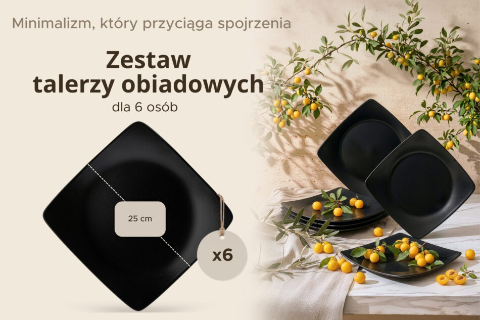 EPIRI Talerz obiadowy 6szt. czarny matowy czarny matowy - zdjęcie 7