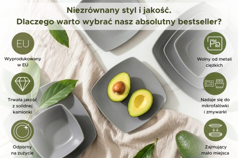 EPIRI Talerz obiadowy 6szt. szary matowy szary matowy - zdjęcie 8