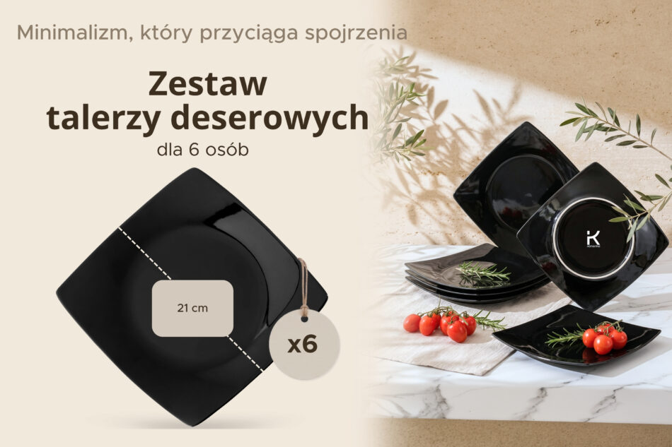 EPIRI Talerz deserowy 6szt. czarny czarny - zdjęcie 7
