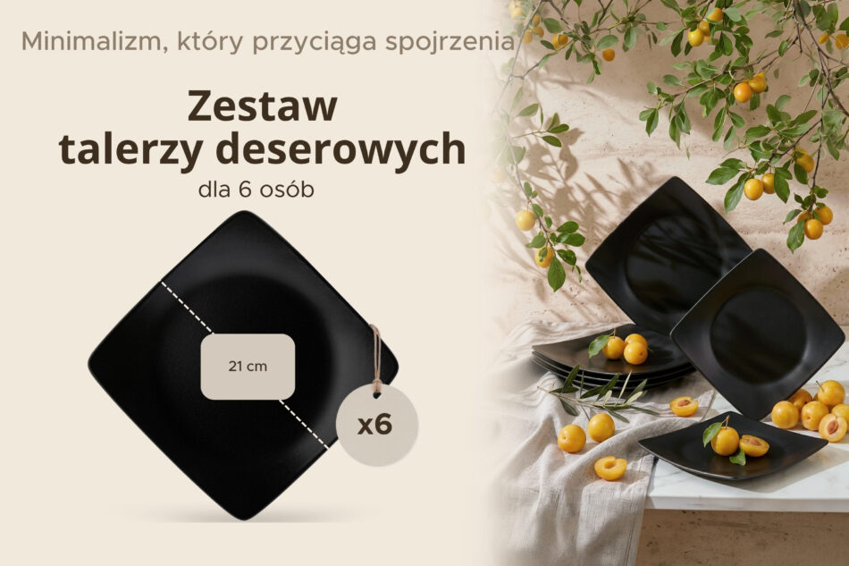 EPIRI Talerz deserowy 6szt. czarny matowy czarny matowy - zdjęcie 7
