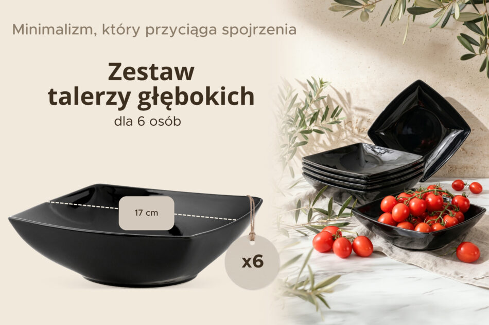 EPIRI Talerz głęboki 6szt. czarny czarny - zdjęcie 7