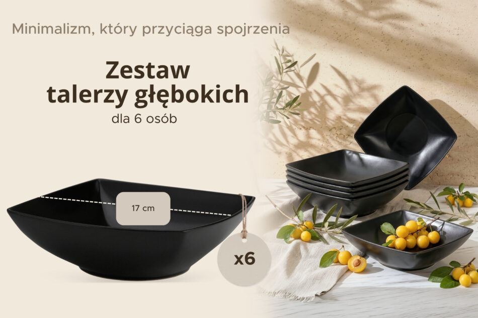 EPIRI Talerz głęboki 6szt. czarny matowy czarny matowy - zdjęcie 9