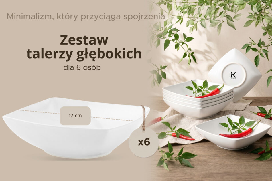 EPIRI Talerz głęboki 6szt. biały biały - zdjęcie 7