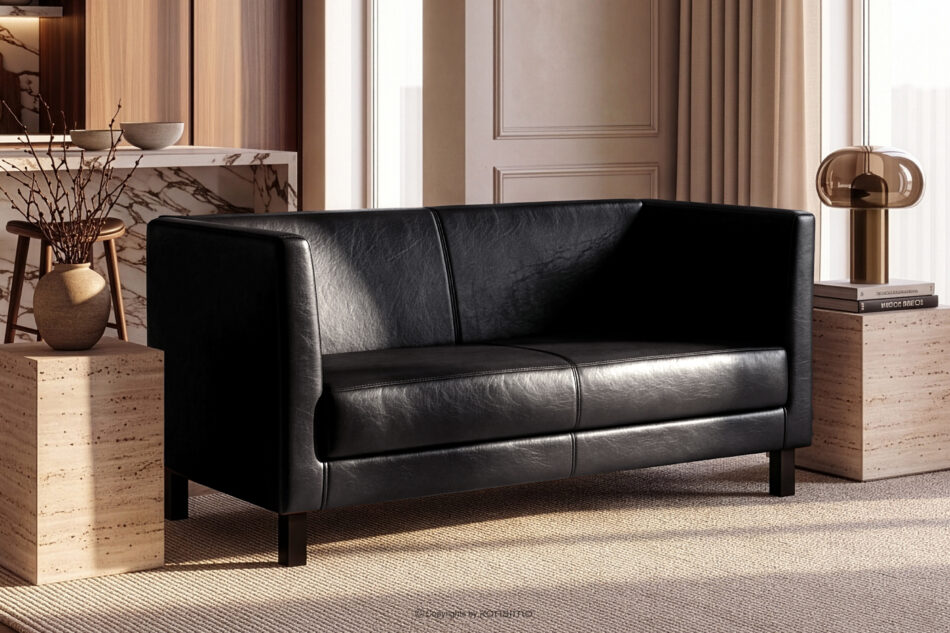 ESPECTO Sofa do poczekalni ekoskóra czarna czarny - zdjęcie 1