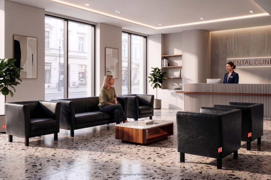 ESPECTO Sofa do poczekalni ekoskóra czarna czarny - zdjęcie 12