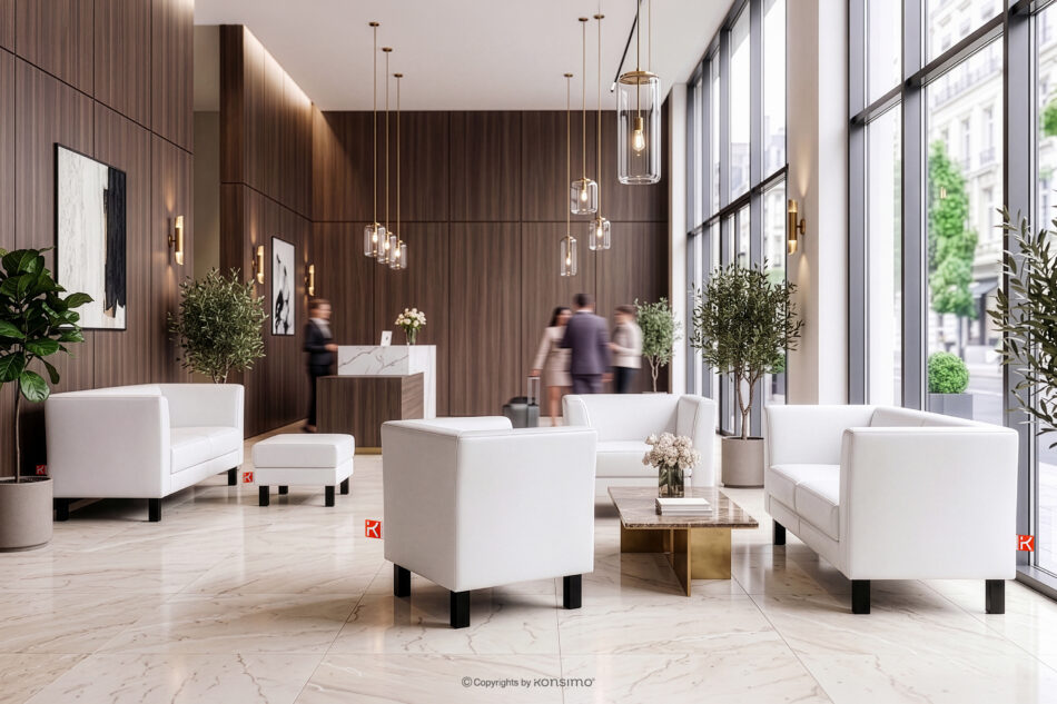 ESPECTO Sofa do poczekalni ekoskóra biała biały - zdjęcie 11