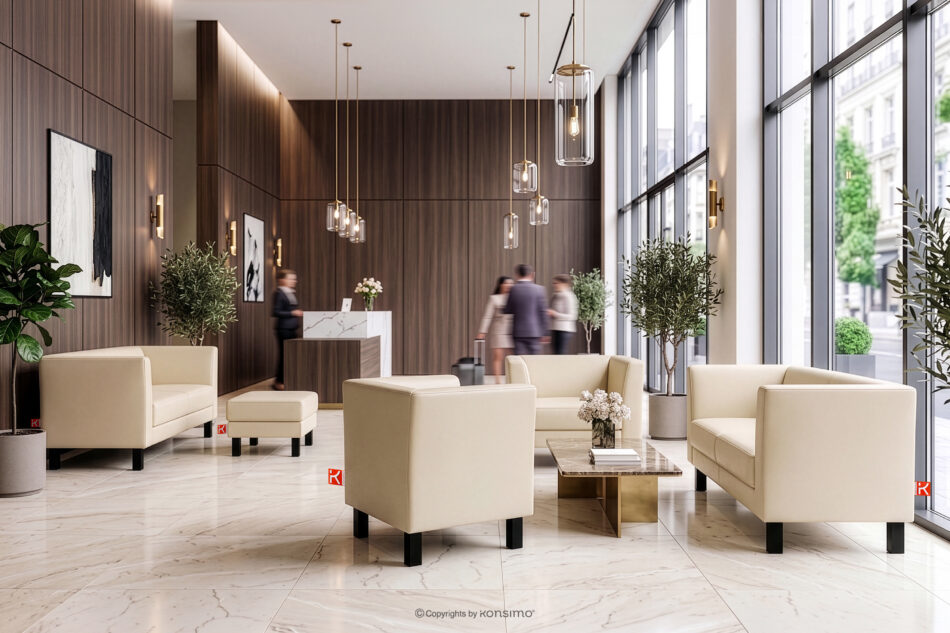 ESPECTO Sofa do poczekalni ekoskóra ecru kremowy - zdjęcie 11
