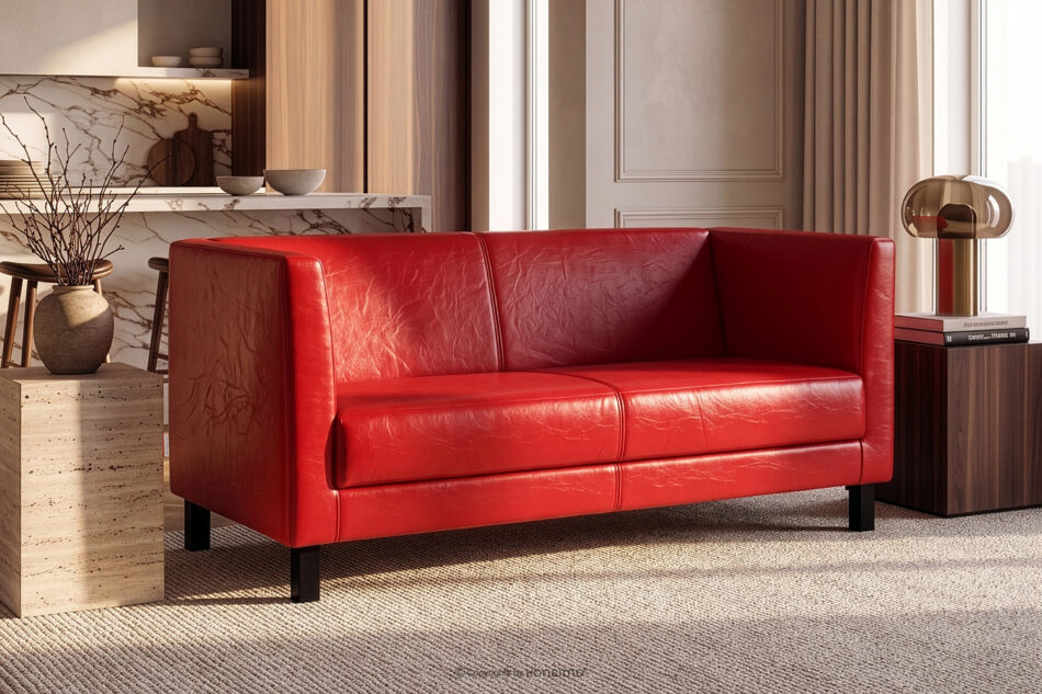 ESPECTO Sofa do poczekalni ekoskóra czerwona czerwony - zdjęcie 1
