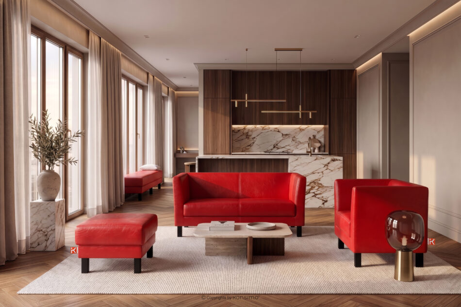 ESPECTO Sofa do poczekalni ekoskóra czerwona czerwony - zdjęcie 10