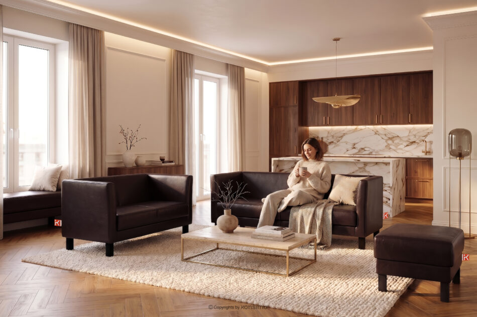 ESPECTO Sofa do poczekalni ekoskóra brązowa ciemny brąz - zdjęcie 10