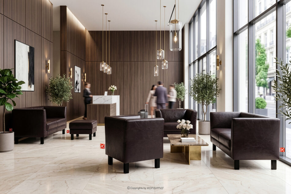 ESPECTO Sofa do poczekalni ekoskóra brązowa ciemny brąz - zdjęcie 11