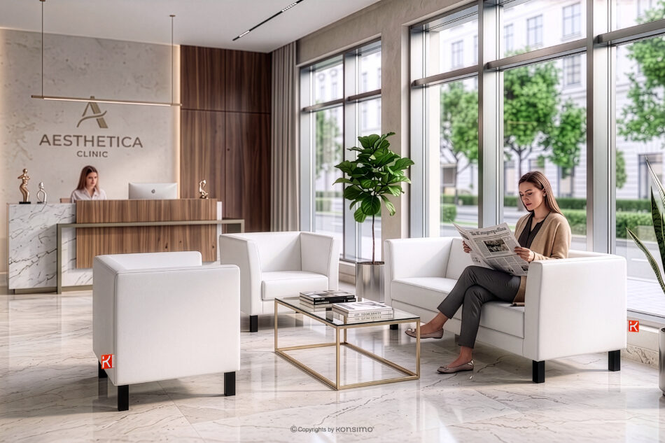 ESPECTO Sofa 3 osobowa do gabinetu biały biały - zdjęcie 12