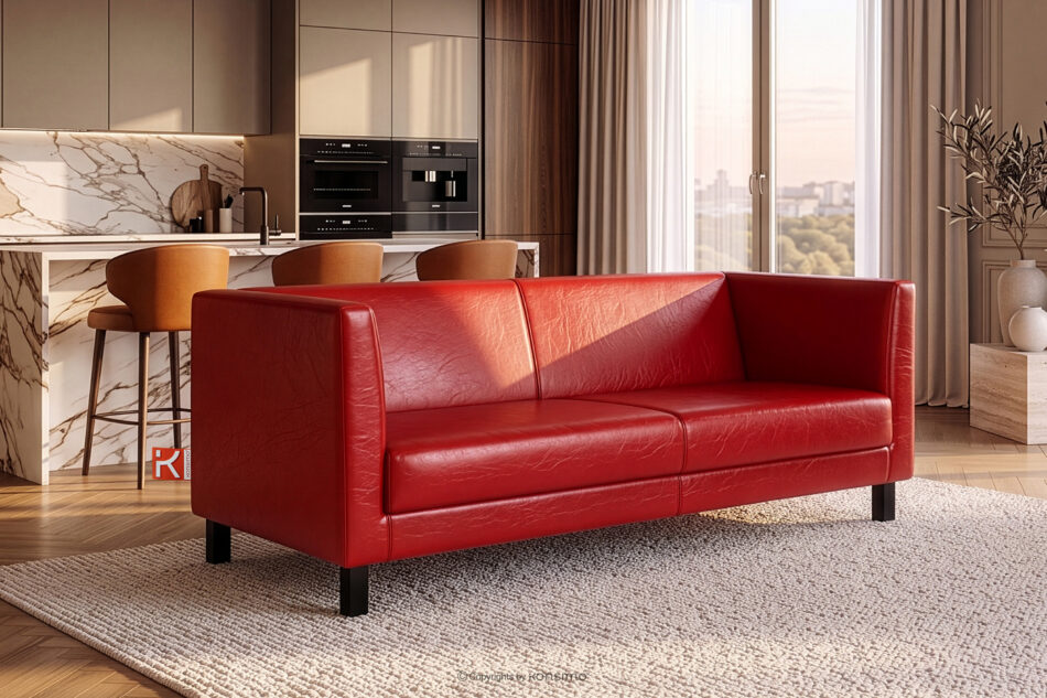 ESPECTO Sofa 3 osobowa do gabinetu czerwony czerwony - zdjęcie 1