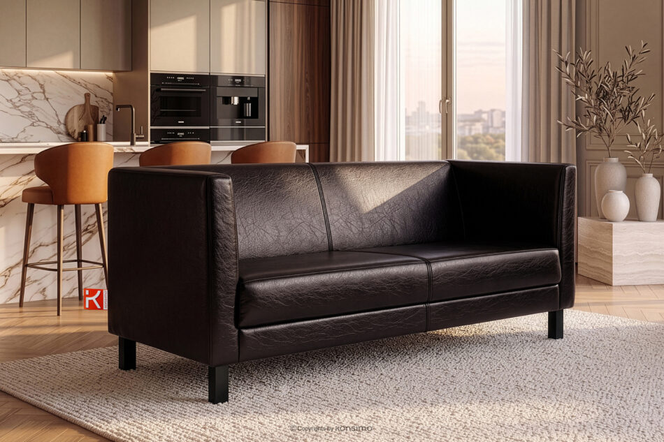 ESPECTO Sofa 3 osobowa do gabinetu ciemny brązowy ciemny brązowy - zdjęcie 1