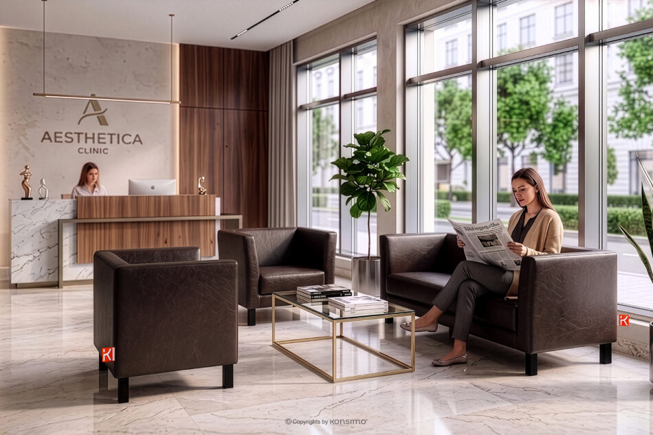 ESPECTO Sofa 3 osobowa do gabinetu ciemny brązowy ciemny brązowy - zdjęcie 12