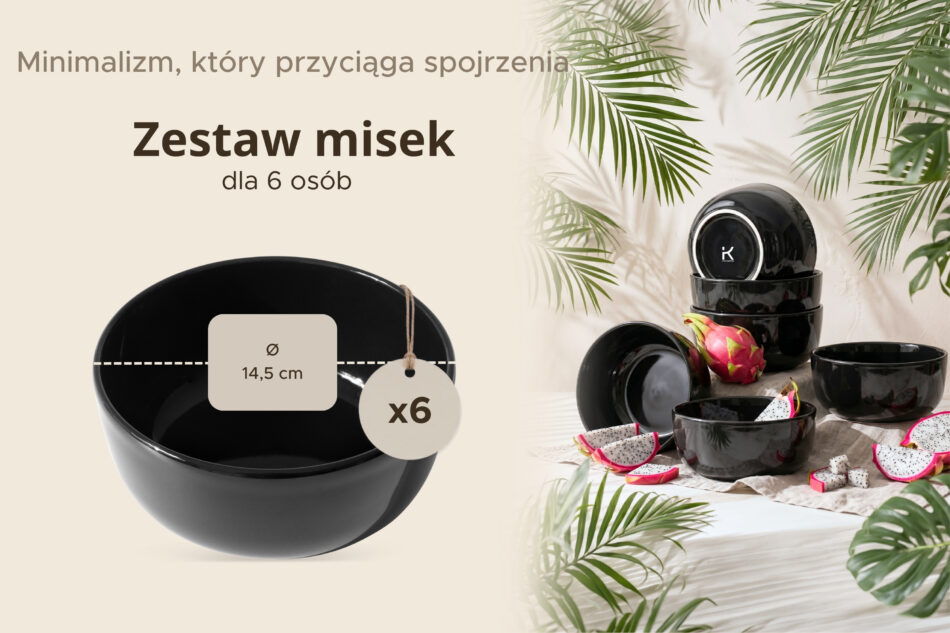 VICTO Miska czarny połysk 6szt. czarny połysk - zdjęcie 6