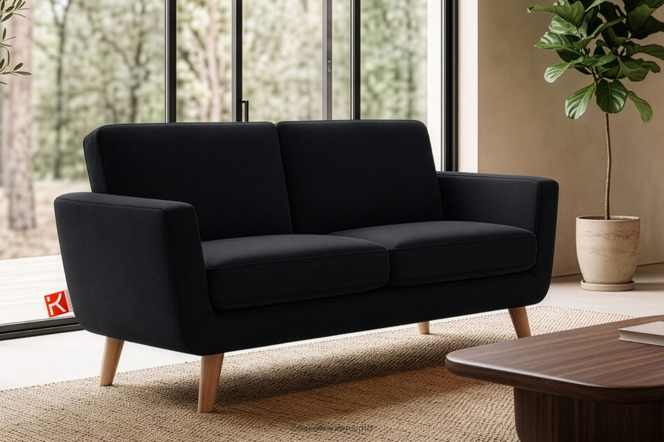 TAGIO Czarna skandynawska sofa 2 osobowa czarny - zdjęcie 1