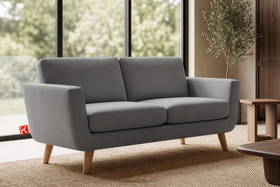 TAGIO Szara skandynawska sofa 2 osobowa szary - zdjęcie 1