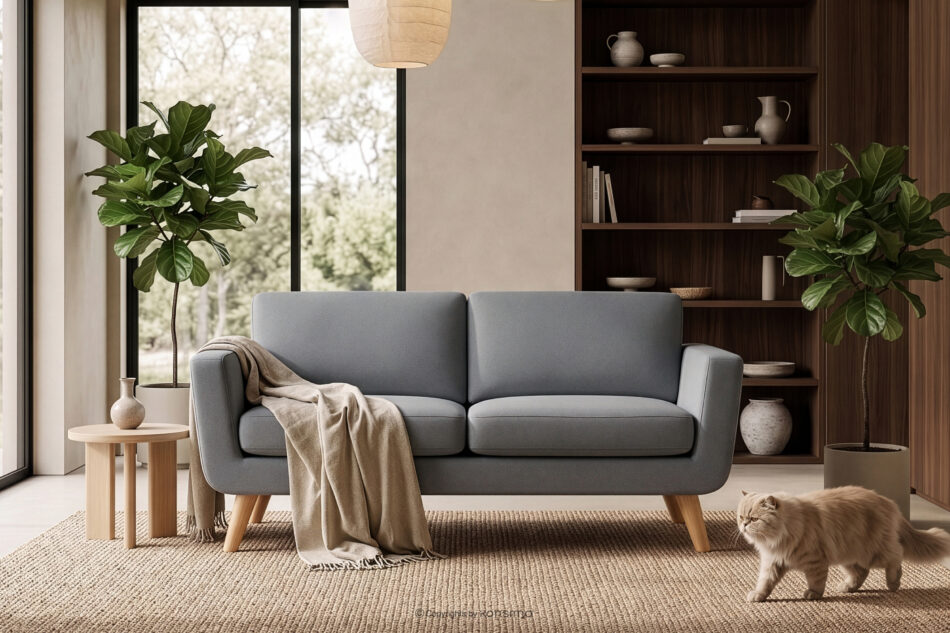 TAGIO Szara skandynawska sofa 2 osobowa szary - zdjęcie 12