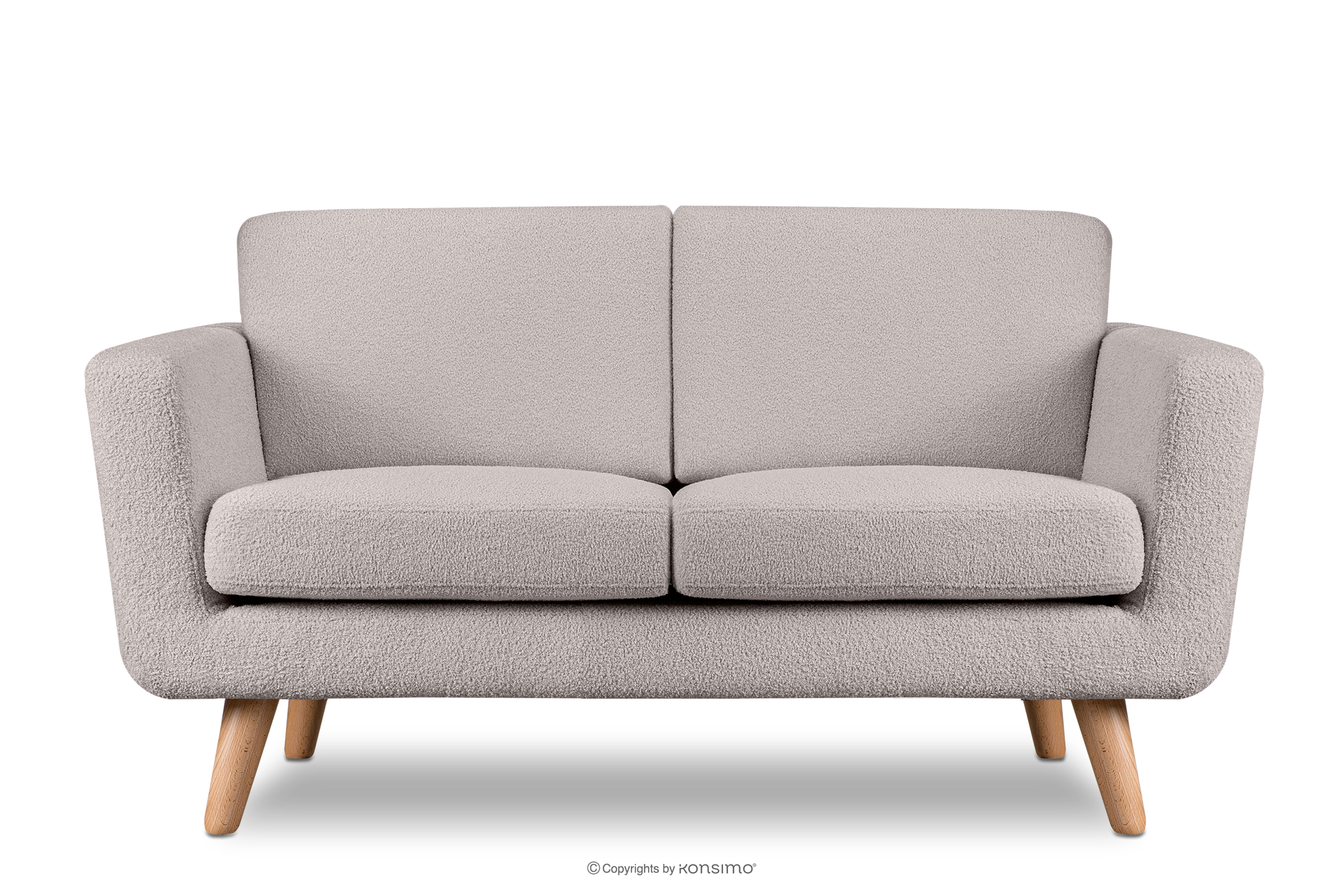 Skandynawska sofa 2 osobowa w tkaninie baranek jasnoszara TAGIO