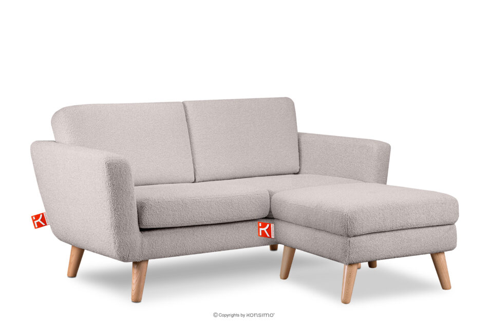 TAGIO Skandynawska sofa 2 osobowa w tkaninie baranek jasnoszara jasny szary - zdjęcie 5